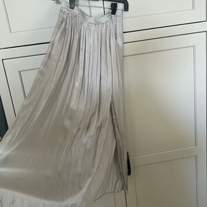 J. Crew silver silky flowy skirt with side pockets and front slit